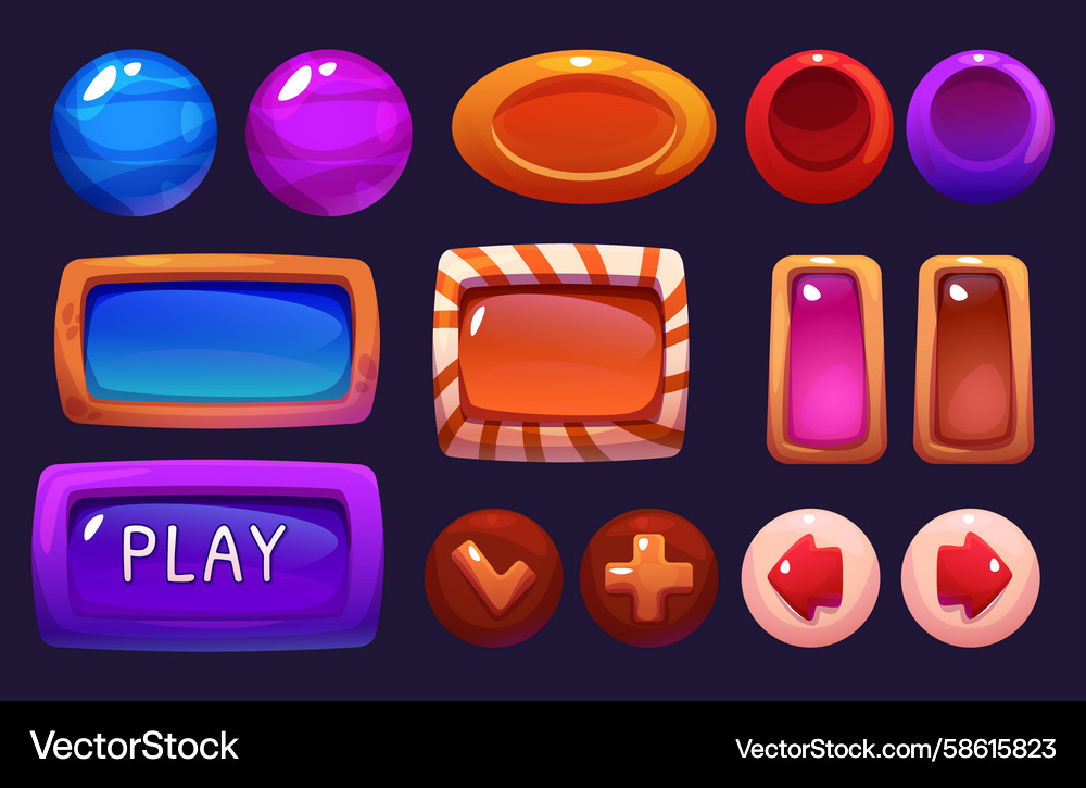 Colorful game interface candy like buttons Vector Image