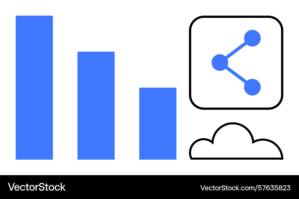 Data sharing and cloud connectivity with bar graph vector image