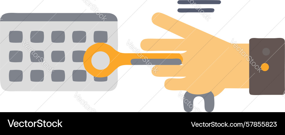 Hand with keyboard and key system access design vector image