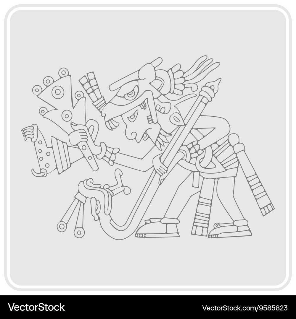 Monochrome icon with symbols from aztec codices Vector Image