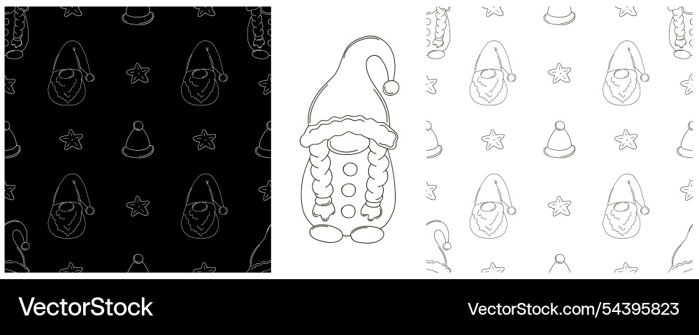 New year set monochrome pattern in hand draw style New year set monochrome pattern in hand draw style vector image
