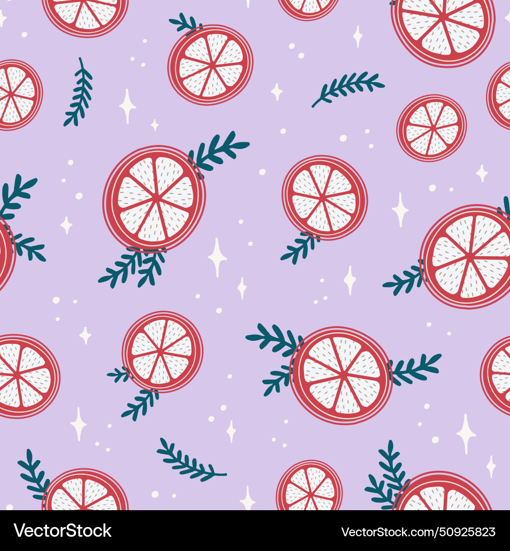Seamless pattern with orange slices branches Seamless pattern with orange slices branches Vector Image