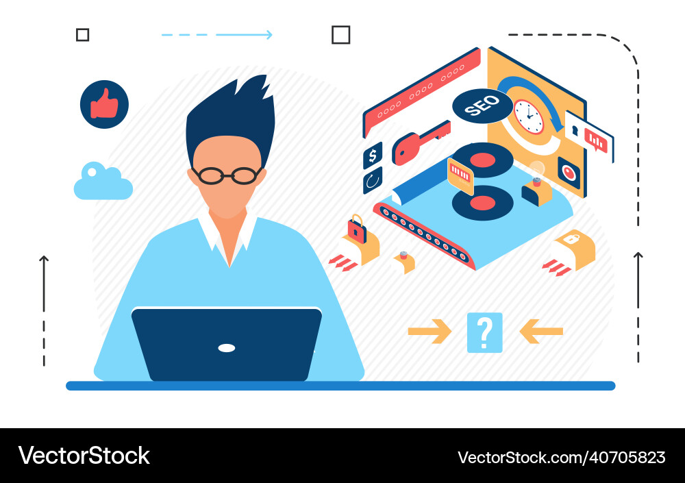 Seo content searching engine optimization process Seo content searching engine optimization process Vector Image