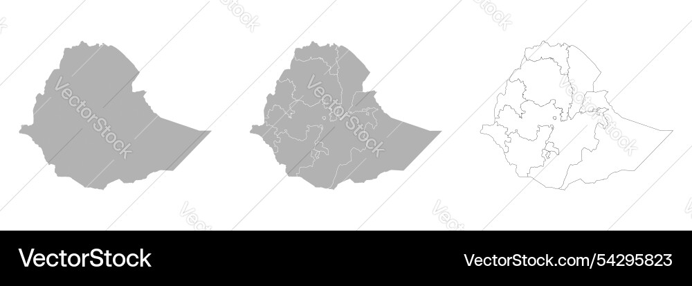 Set of ethiopia maps with main map and regional Vector Image