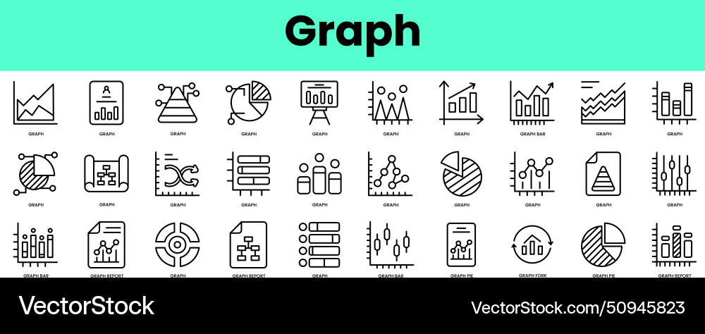 Set of graph icons linear style icon bundle Set of graph icons linear style icon bundle vector image
