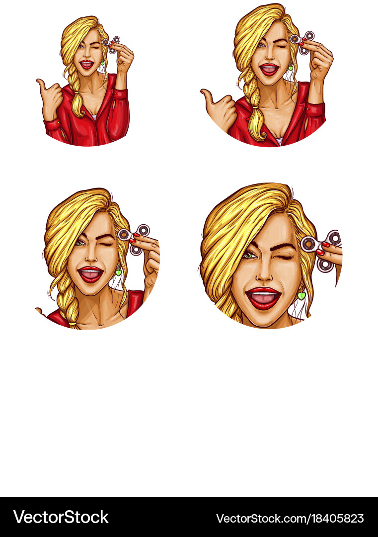 Set of pop art round avatar icons for users vector image