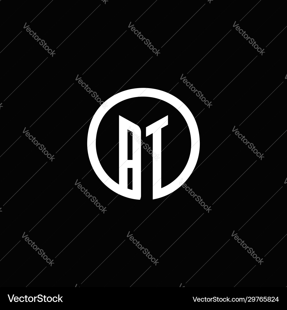 Bt monogram logo isolated with a rotating circle Bt monogram logo isolated with a rotating circle Vector Image