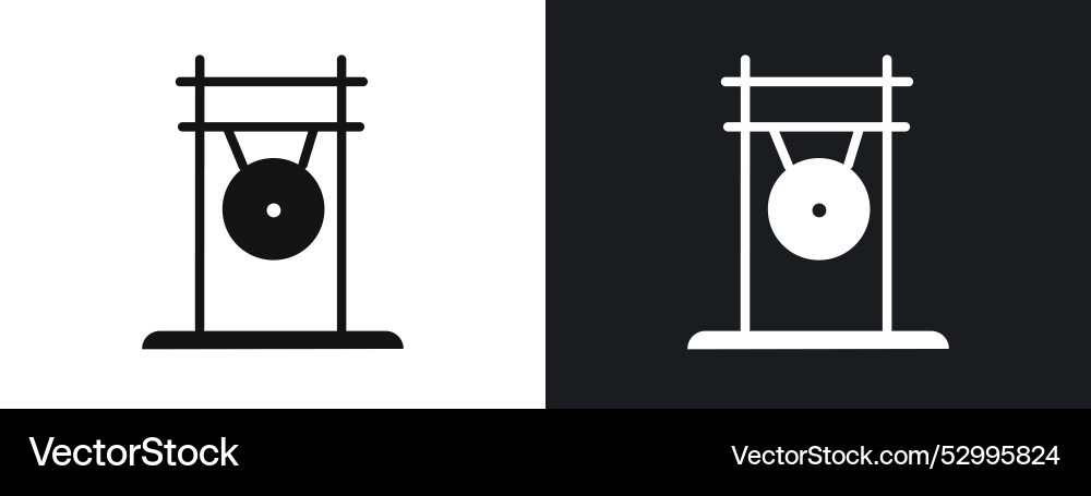 Gong icon linear graphics set in black Vector Image