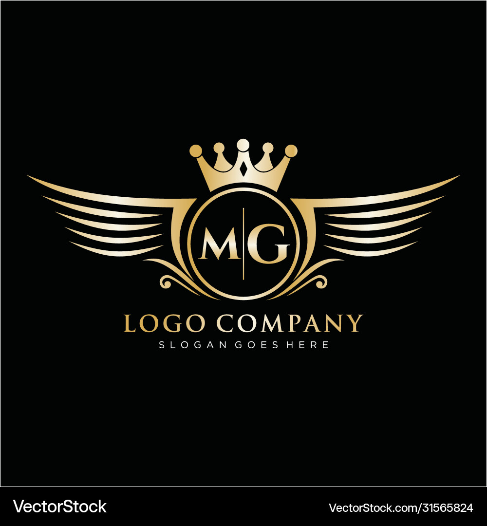Mg letter initial with royal wing logo template – Royalty-Free Vector |  VectorStock, image size:1000x1080