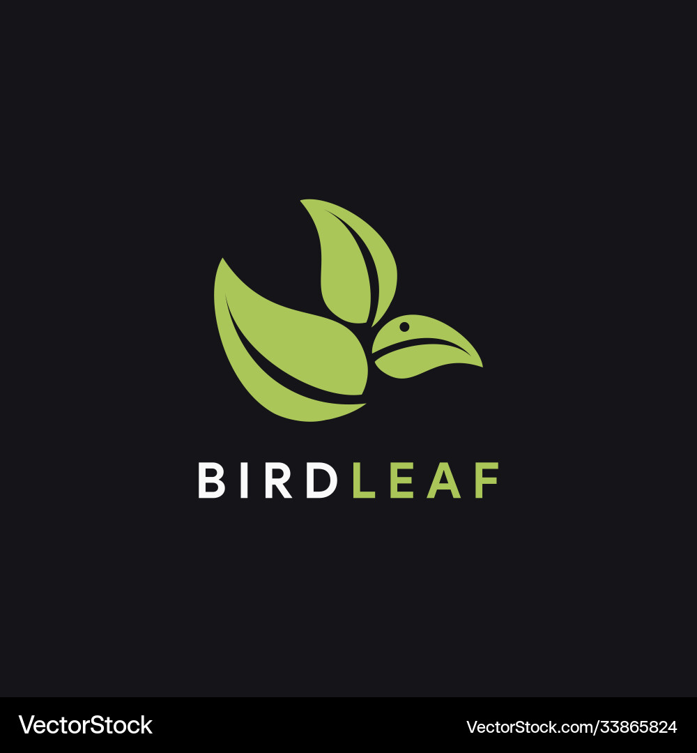 Minimalist leaf bird logo icon template vector image