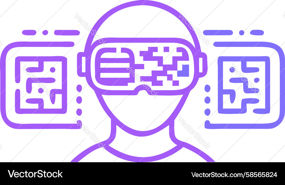 VR User with Augmented Interface Vector Image