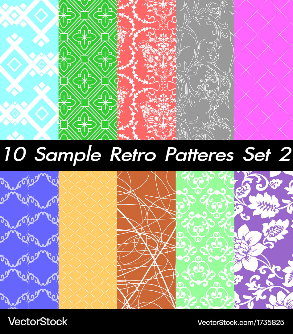10 retro patterns textures set 2 Vector Image
