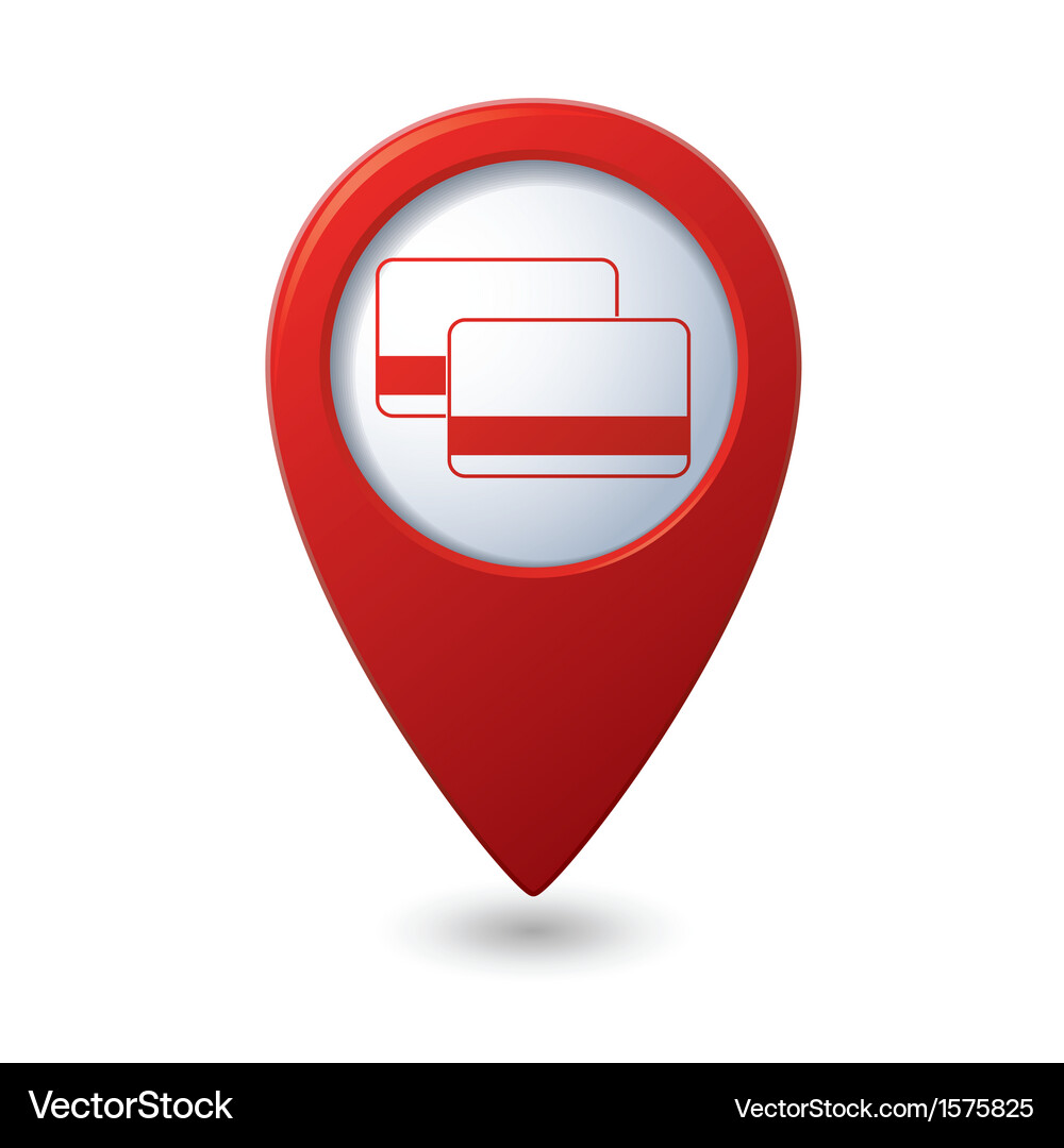 Credit cards icon red map pointer Vector Image