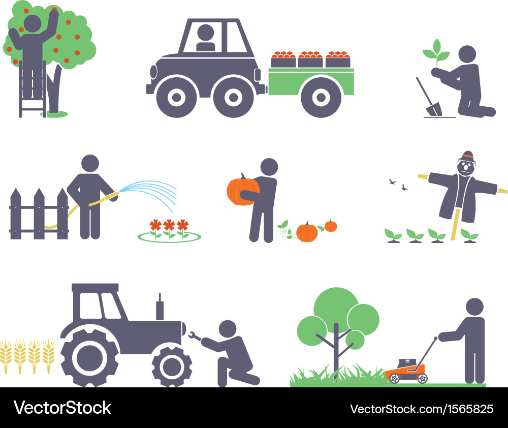 Gardening and Farm Work Vector Image