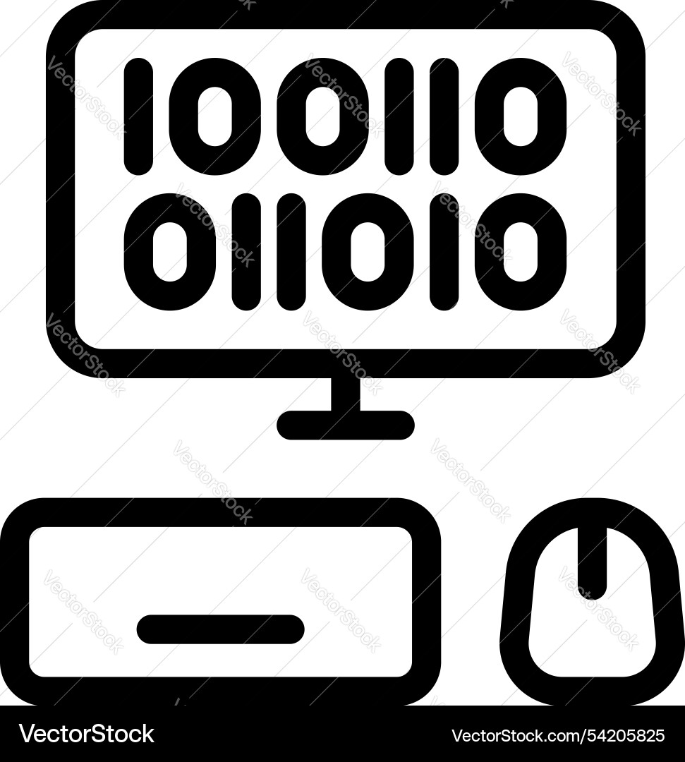 Icon computer binary coding vector image