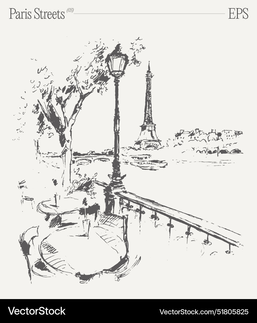 Paris cafe with eiffel tower view vector image