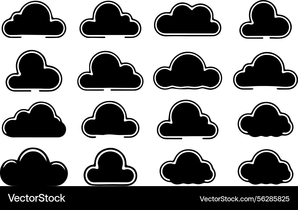 Set of cloud icons in a grid layout Set of cloud icons in a grid layout Vector Image