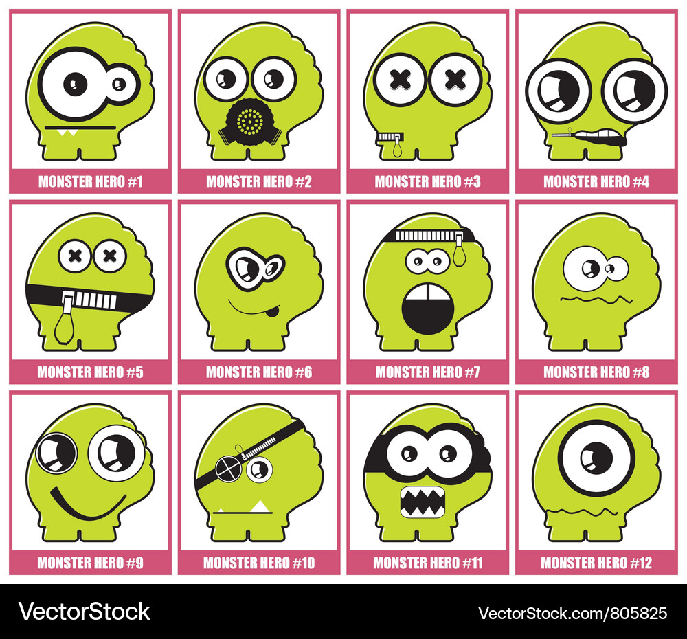 Set of twelve monsters Vector Image