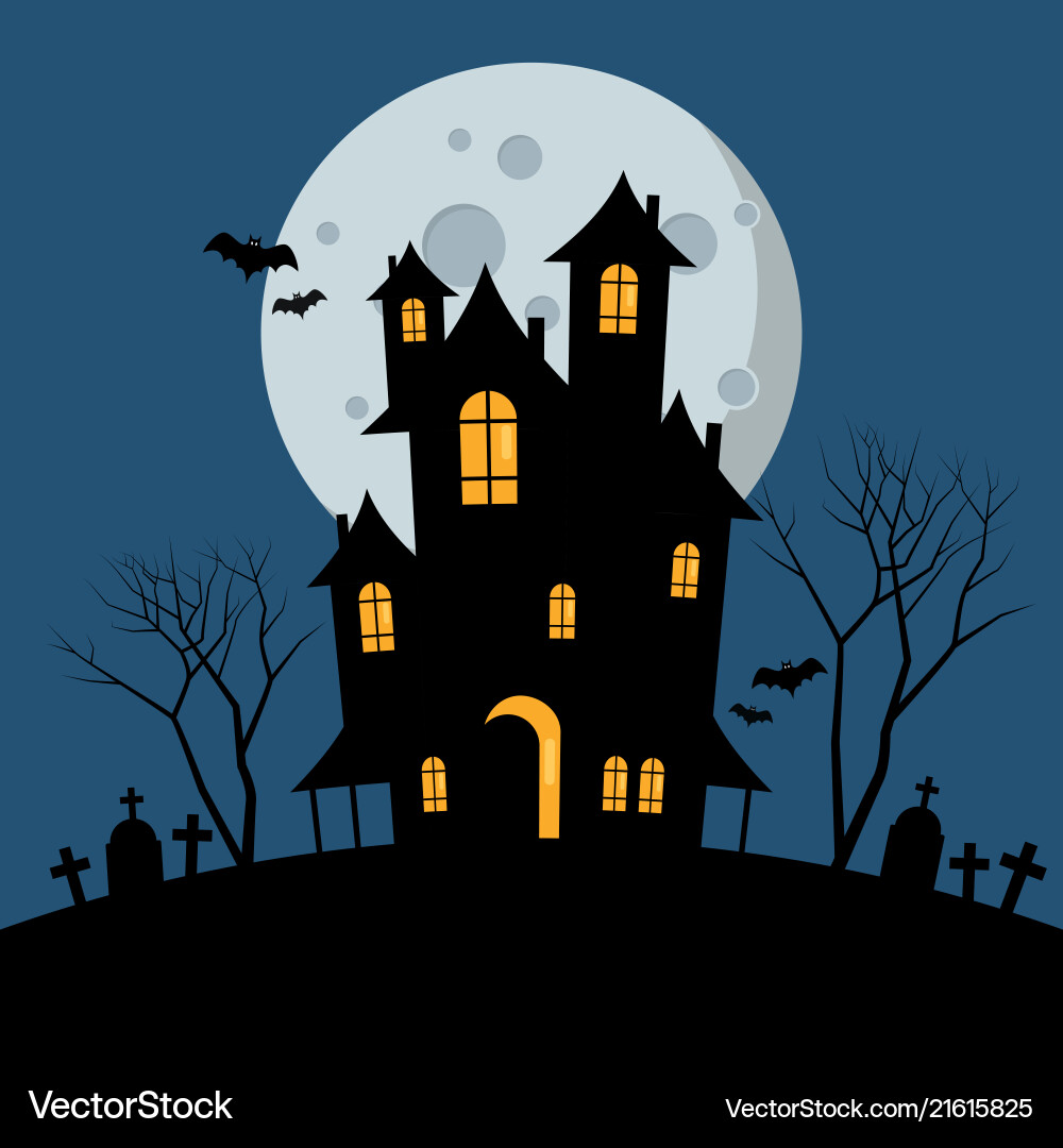 Spooky Halloween Haunted House vector image