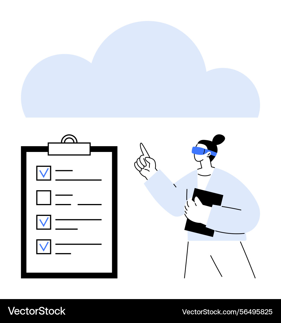 Woman using cloud computing technology while Vector Image