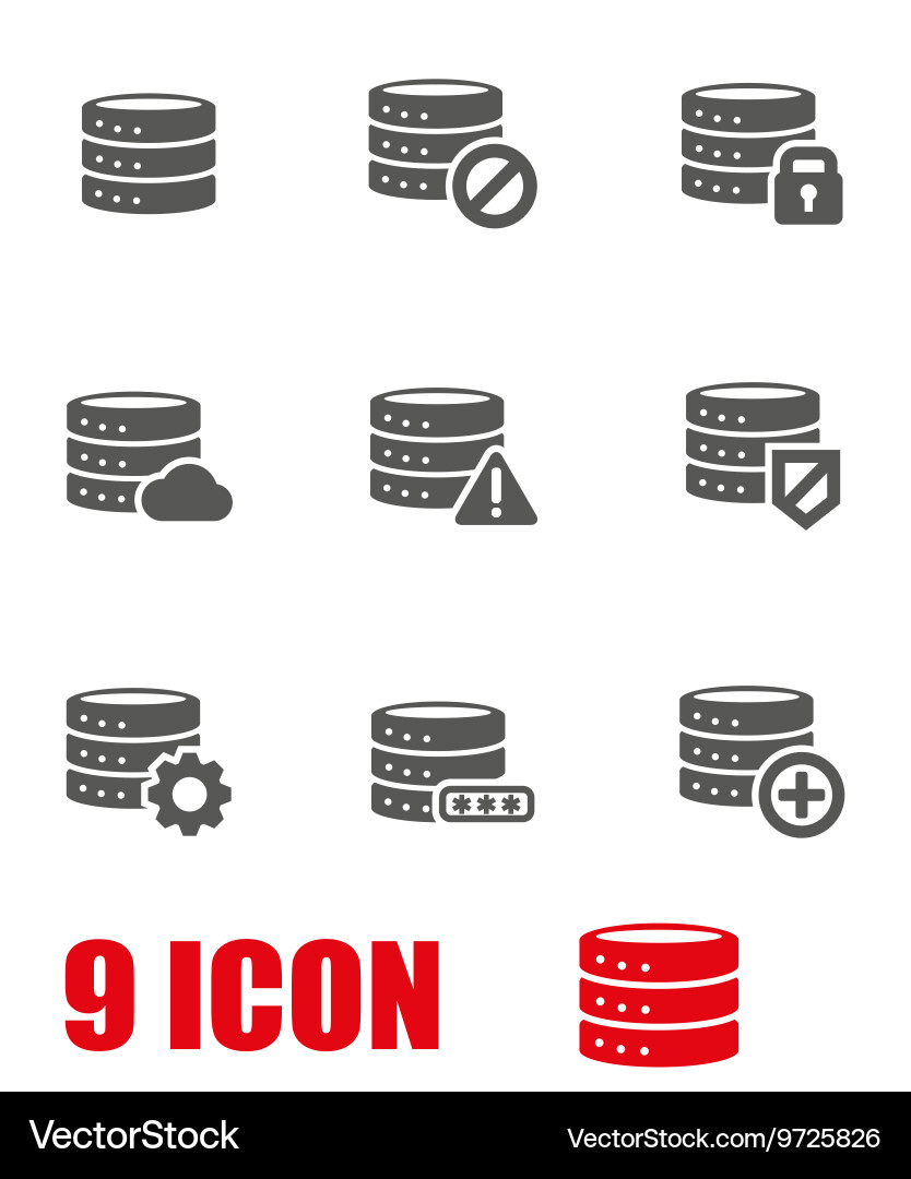 Database Icon Set - Grey vector image
