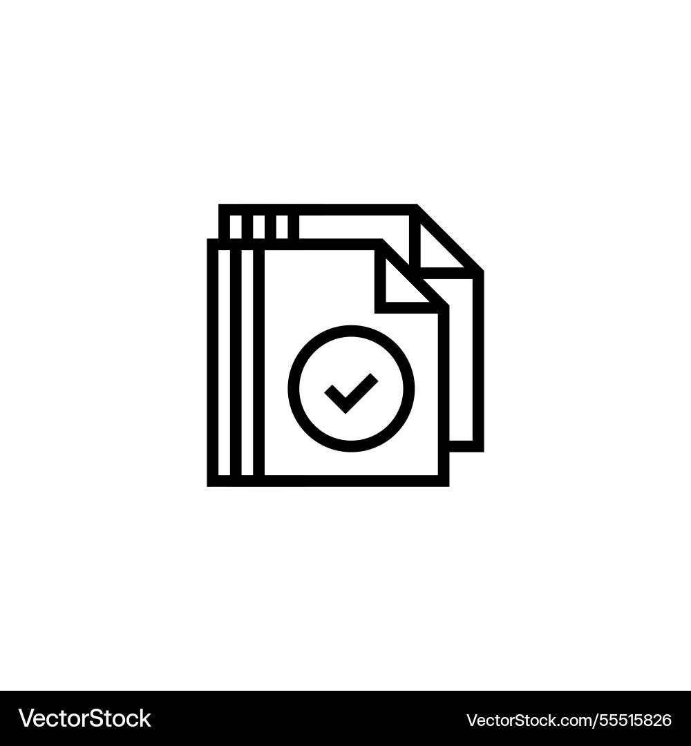 Document with check mark icon linear style sign Document with check mark icon linear style sign vector image