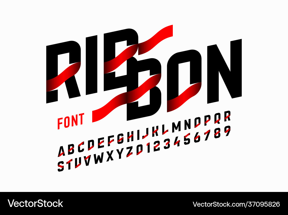 Modern font with ribbon elements Modern font with ribbon elements vector image
