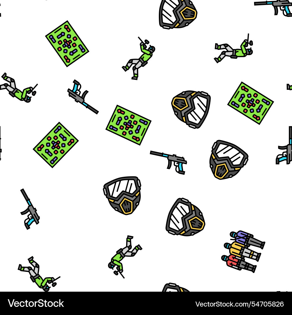 Paintball game player team seamless pattern Paintball game player team seamless pattern vector image