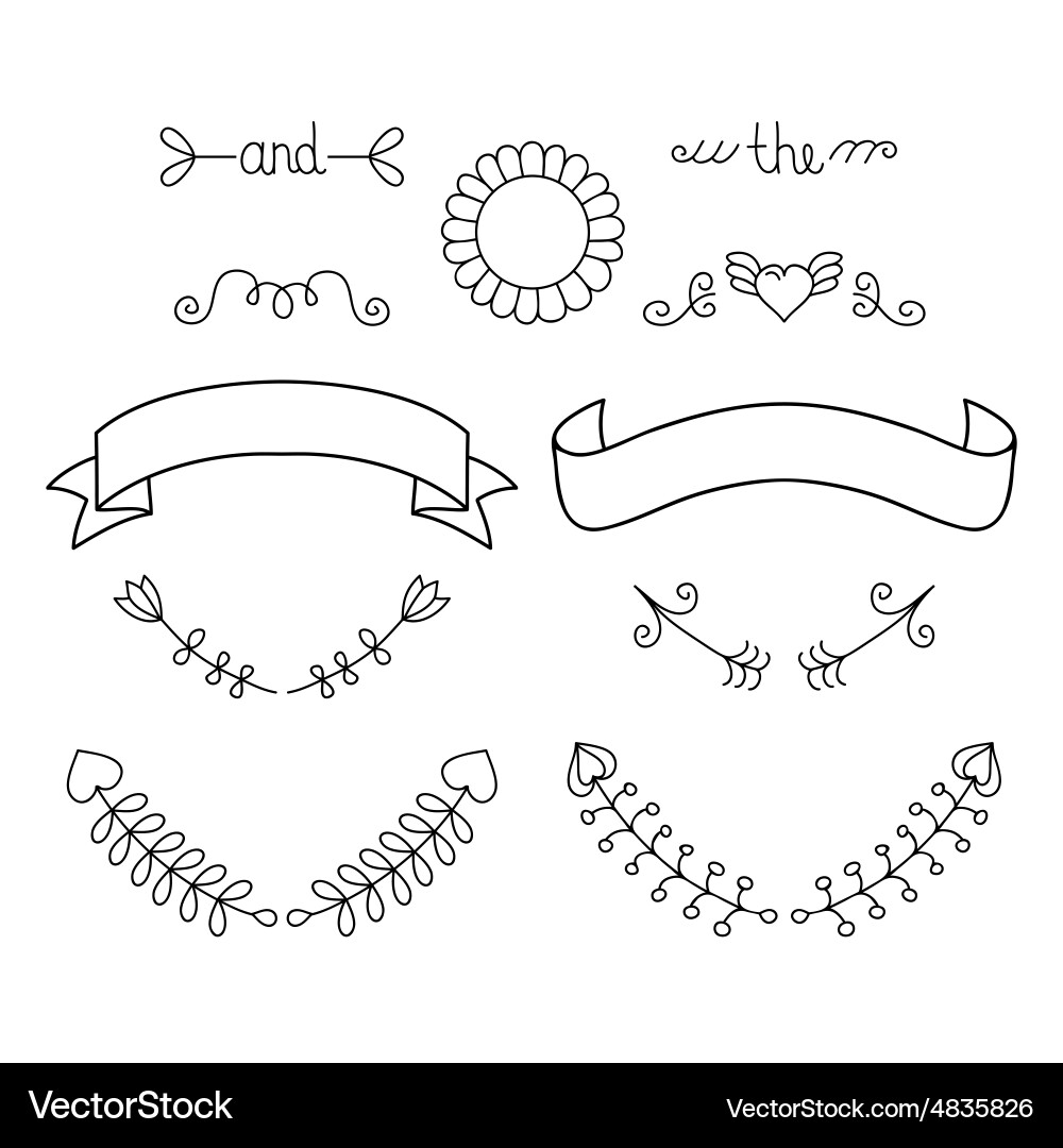 Set of ribbons and design elements Vector Image