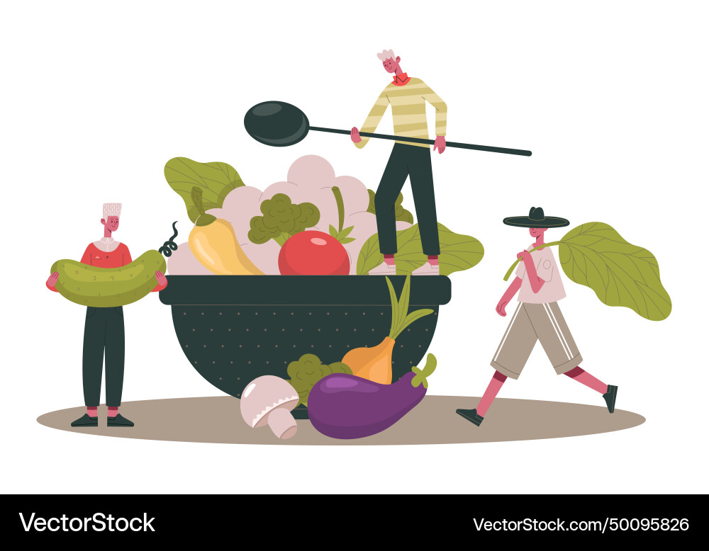 Vegetarian food people cook healthy organic diet Vegetarian food people cook healthy organic diet vector image