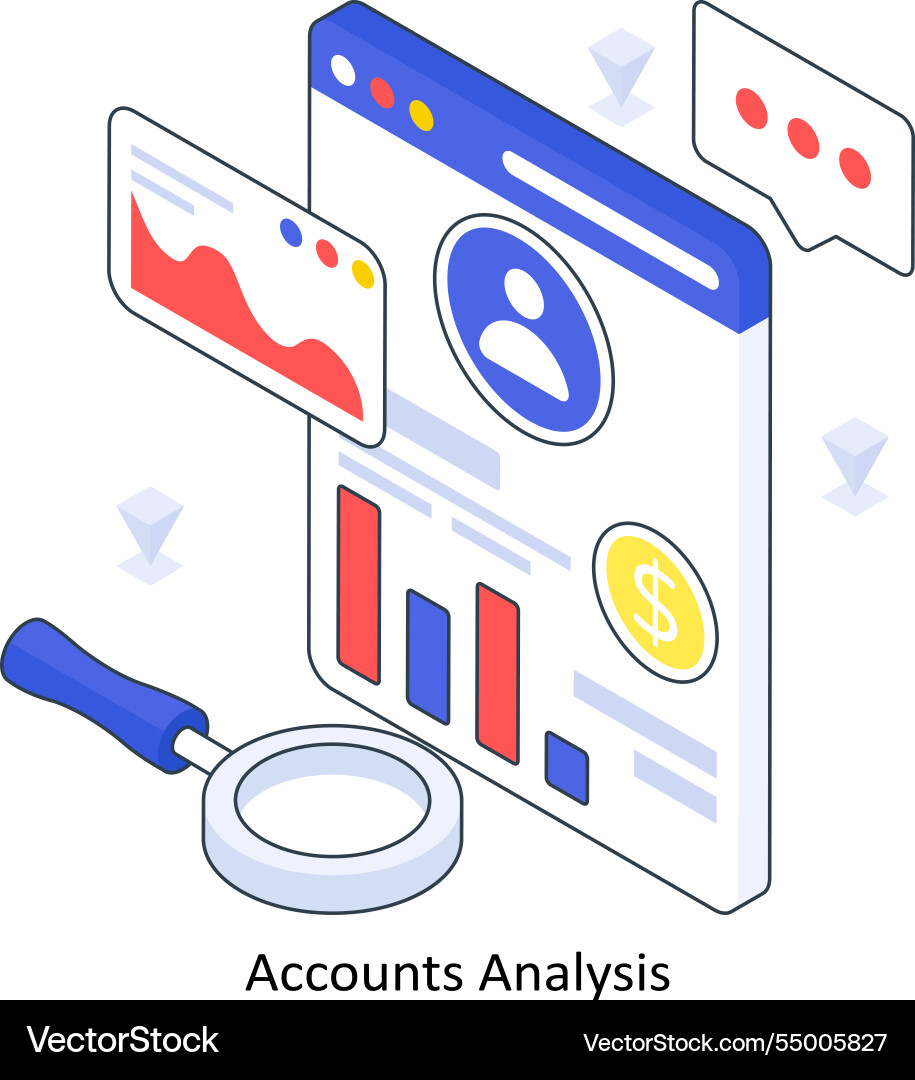 Accounts analysis isometric colored Vector Image