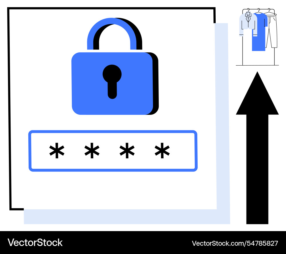 Blue padlock password field with asterisks Blue padlock password field with asterisks vector image