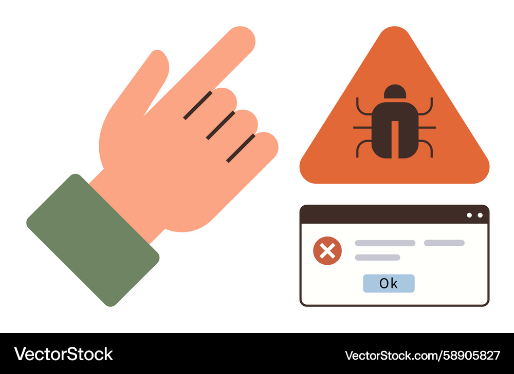 Bug Alert: Software Troubleshooting Vector Image
