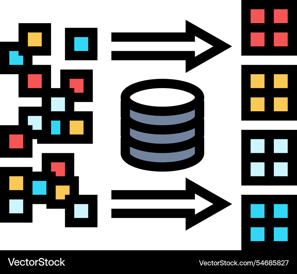 Clusters big data color icon Clusters big data color icon vector image