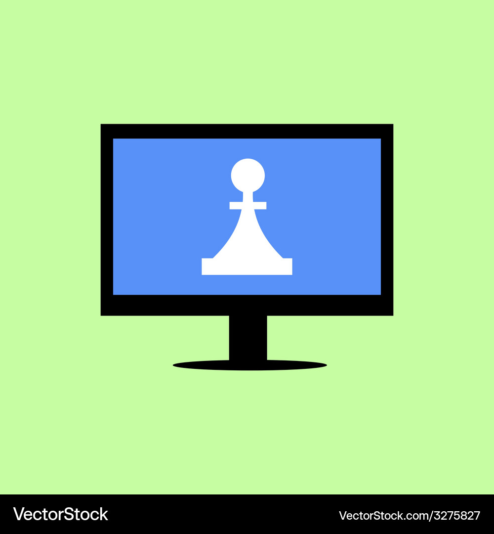 Flat style computer with chess piece Vector Image