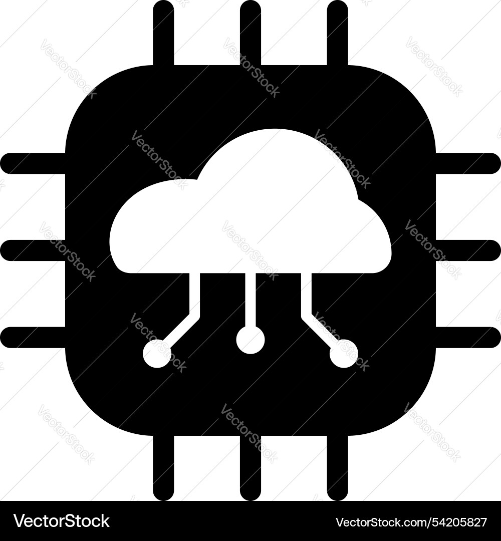 Icon cloud server processor Icon cloud server processor vector image