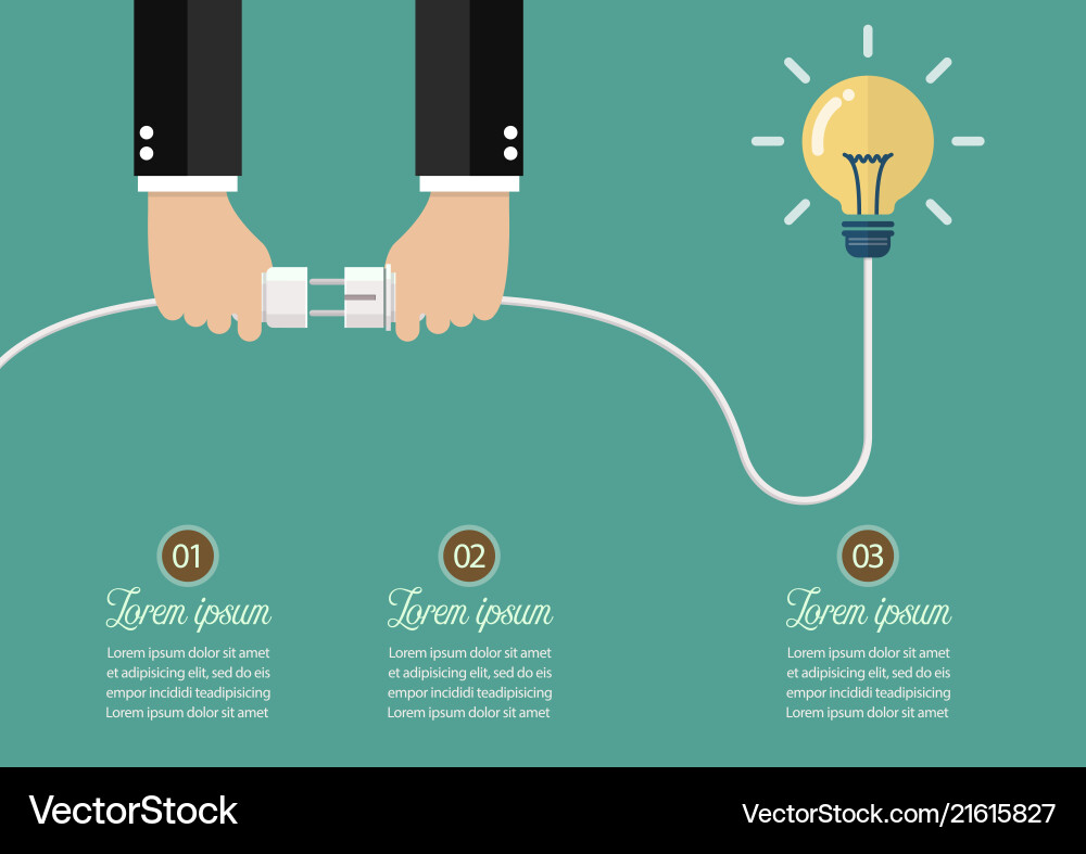 Man holding in hand plug and socket to connect vector image