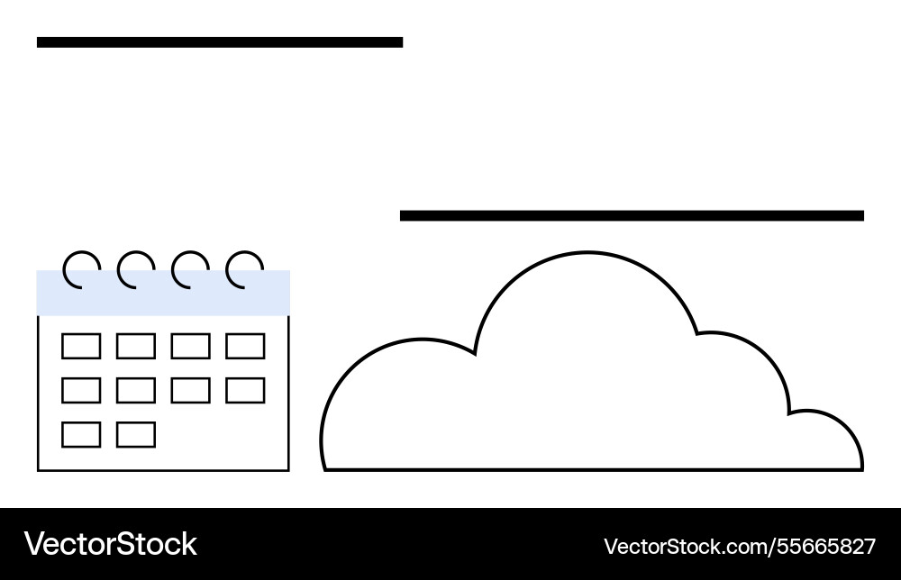 Minimalistic calendar with cloud representing Vector Image