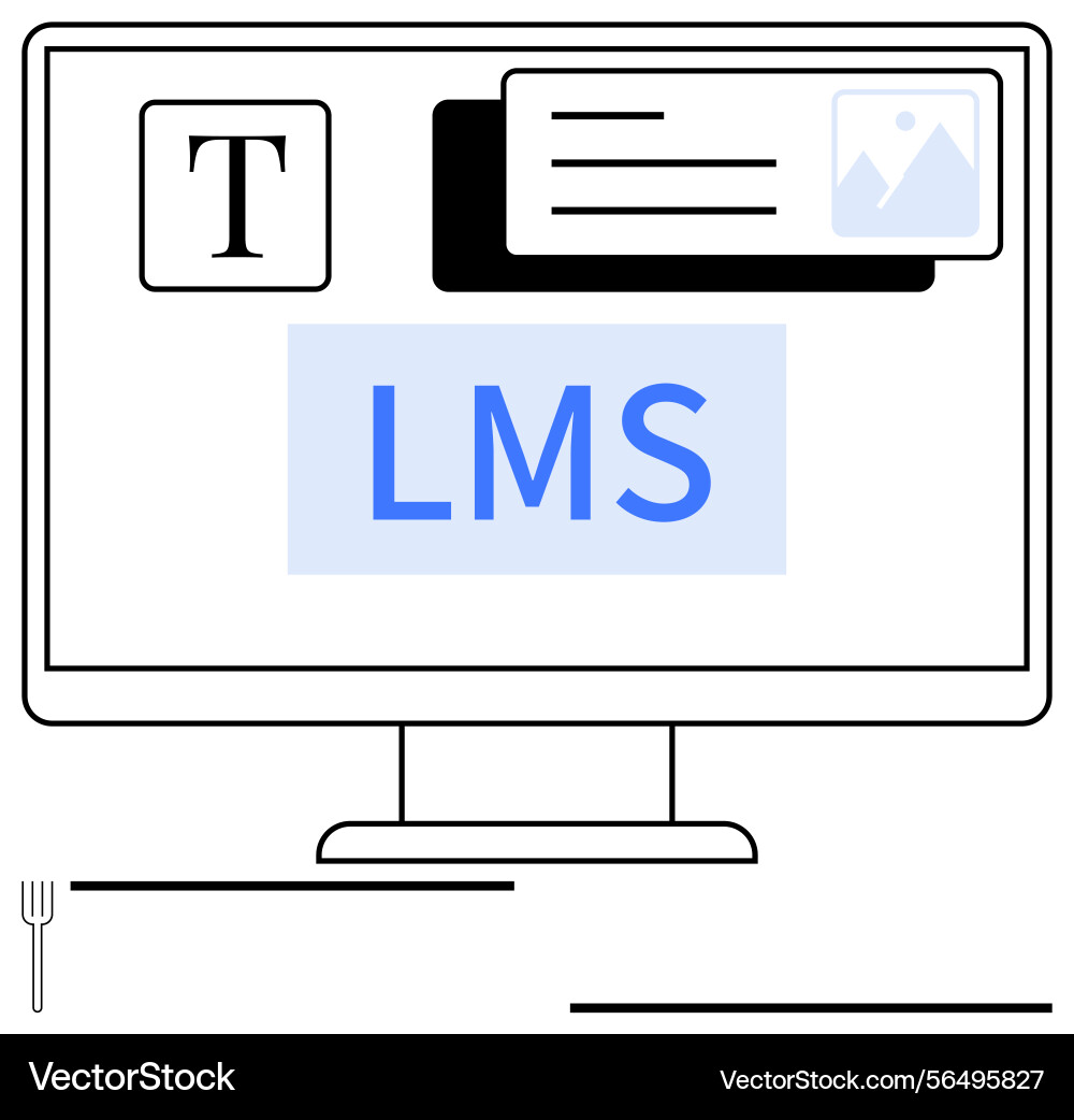 Schnittstelle des Lernmanagementsystems mit Text Vektorbild