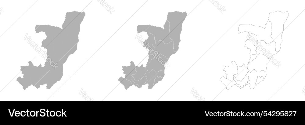 Set of congo maps with main map and regional Vector Image