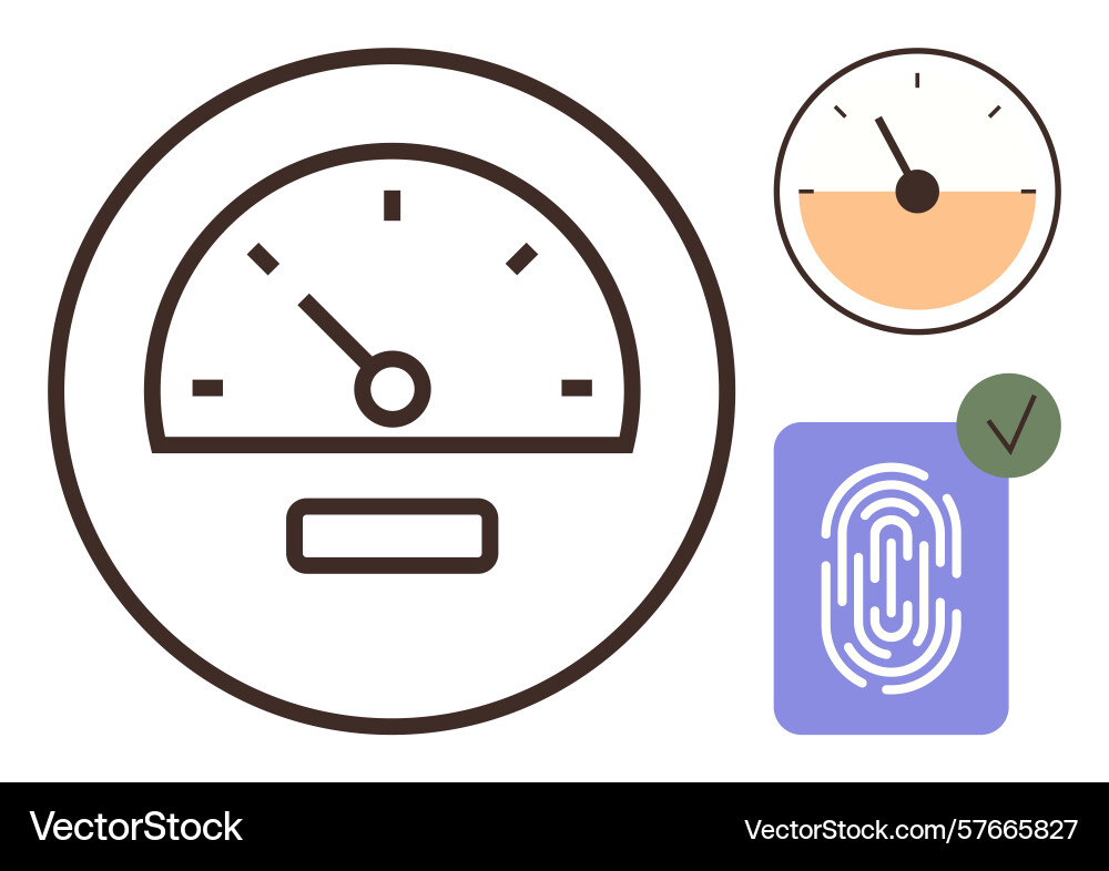 Speedometer with fingerprint authentication Speedometer with fingerprint authentication vector image
