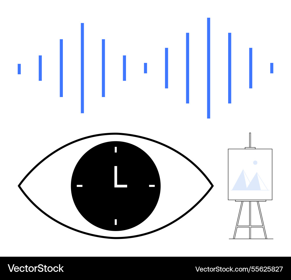 Visual elements combining sound waves eye Visual elements combining sound waves eye vector image