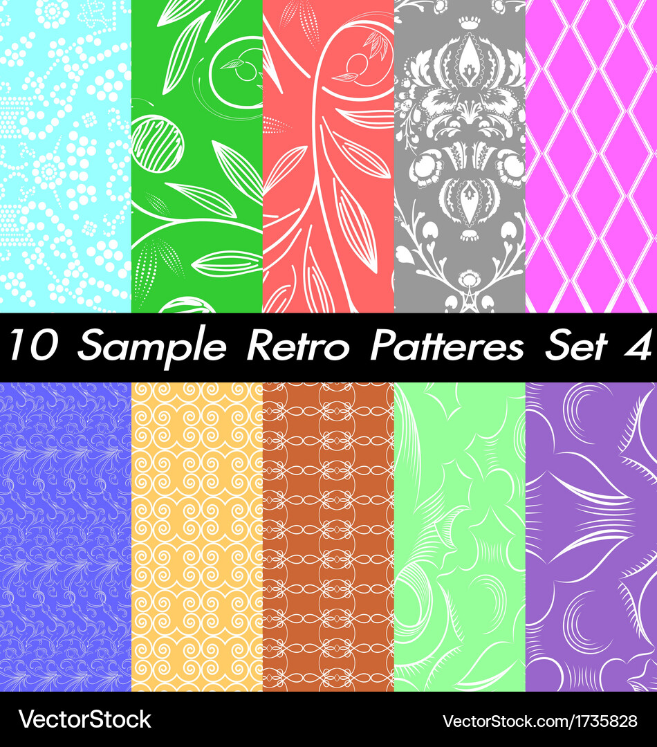 10 retro patterns textures set 4 Vector Image