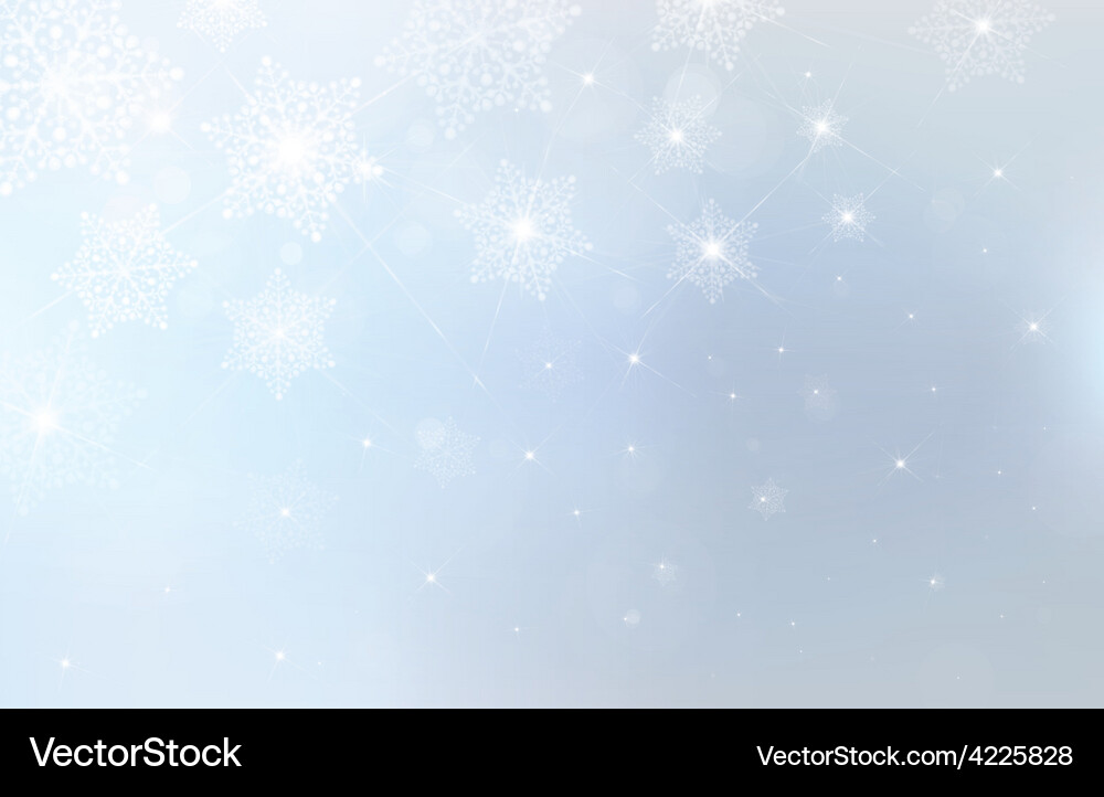 Blue background with snowflakes stars and lights Vector Image