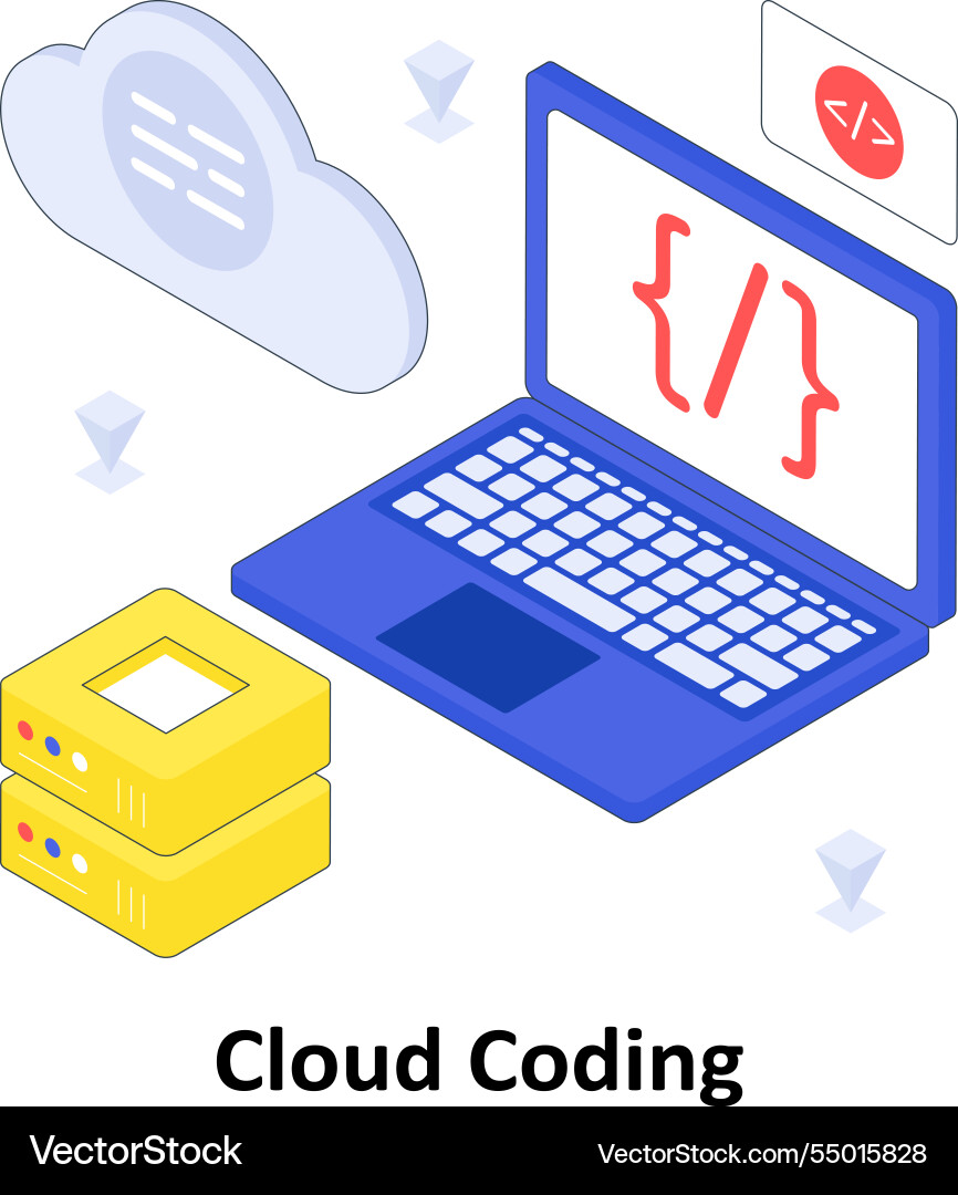 Cloud coding isometric colored eps f Vector Image