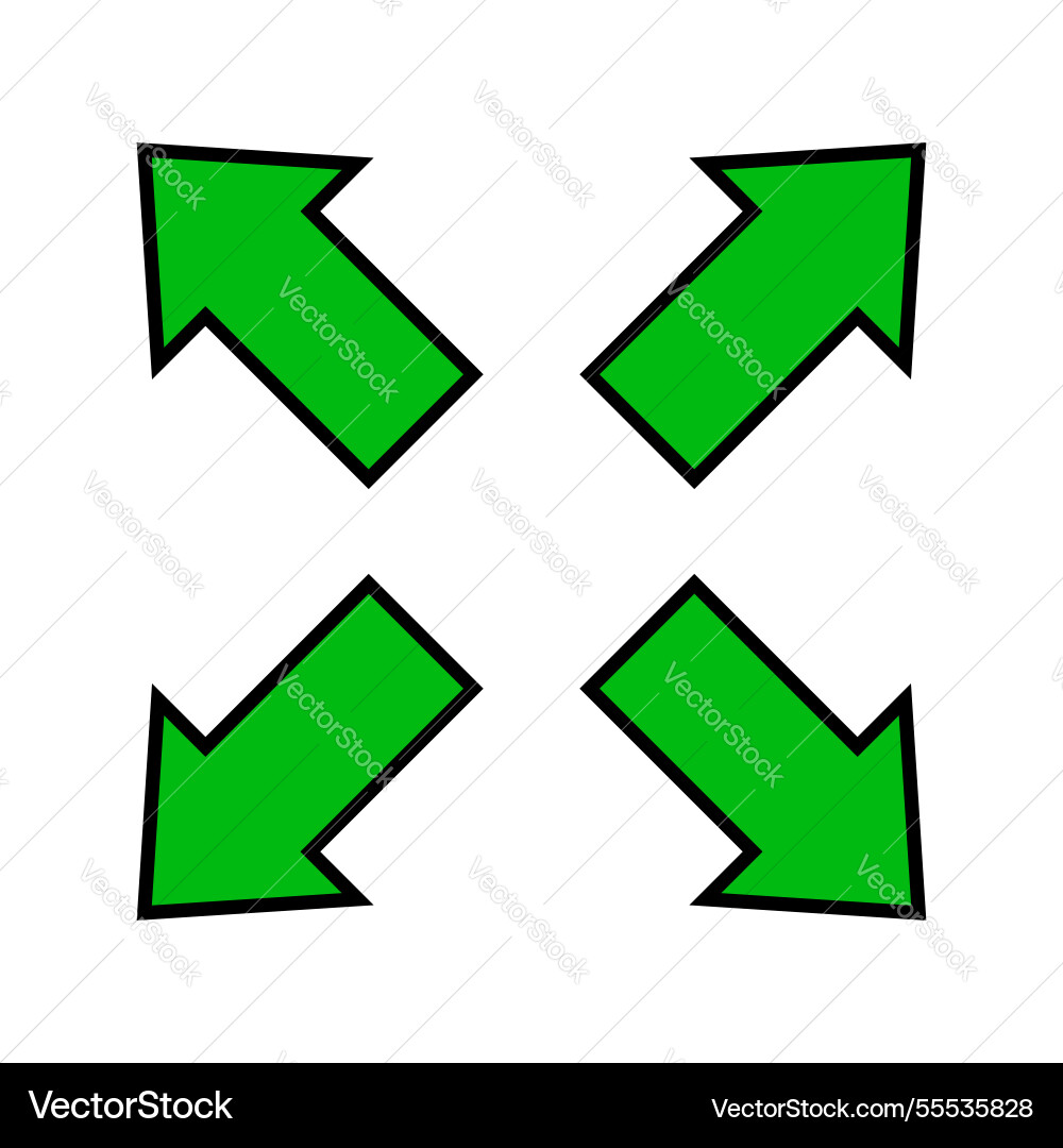 Green arrow and diagonal sign for map Green arrow and diagonal sign for map vector image