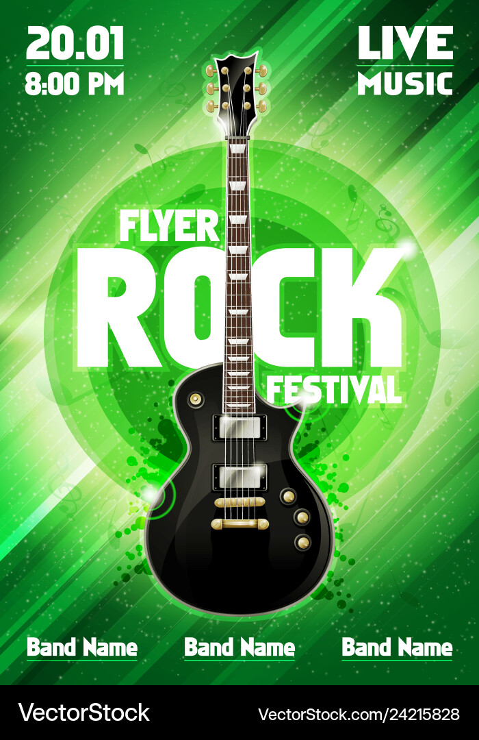 Green Rock Festival Konzert Party Flyer oder Poster Green Rock Festival Konzert Party Flyer oder Poster vektorbild