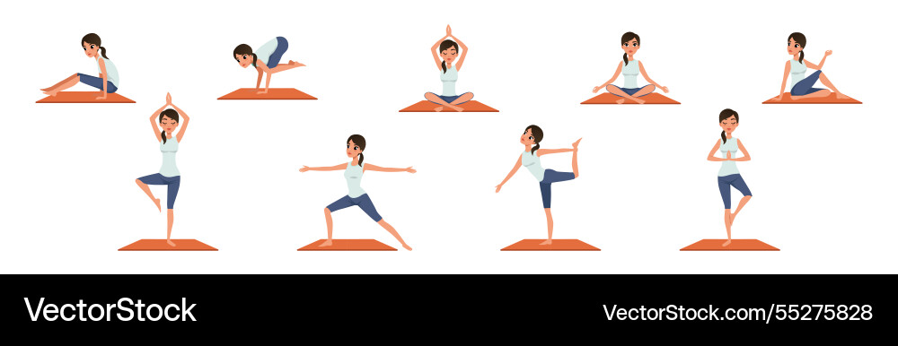 Junge Frau praktizieren Yoga Asana Stretching Körper Junge Frau praktizieren Yoga Asana Stretching Körper vektorbild