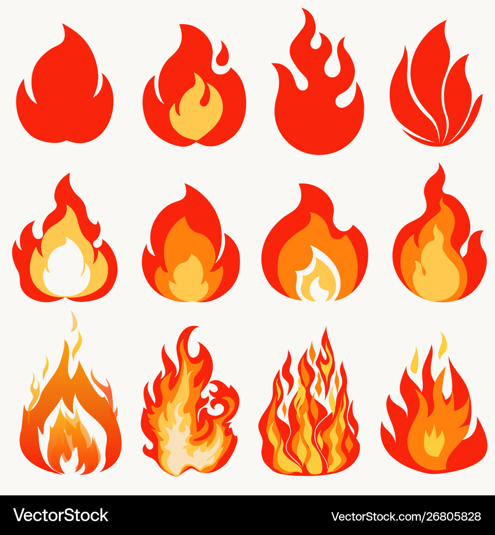 Modern Flame Collection - Fire Icons vector image