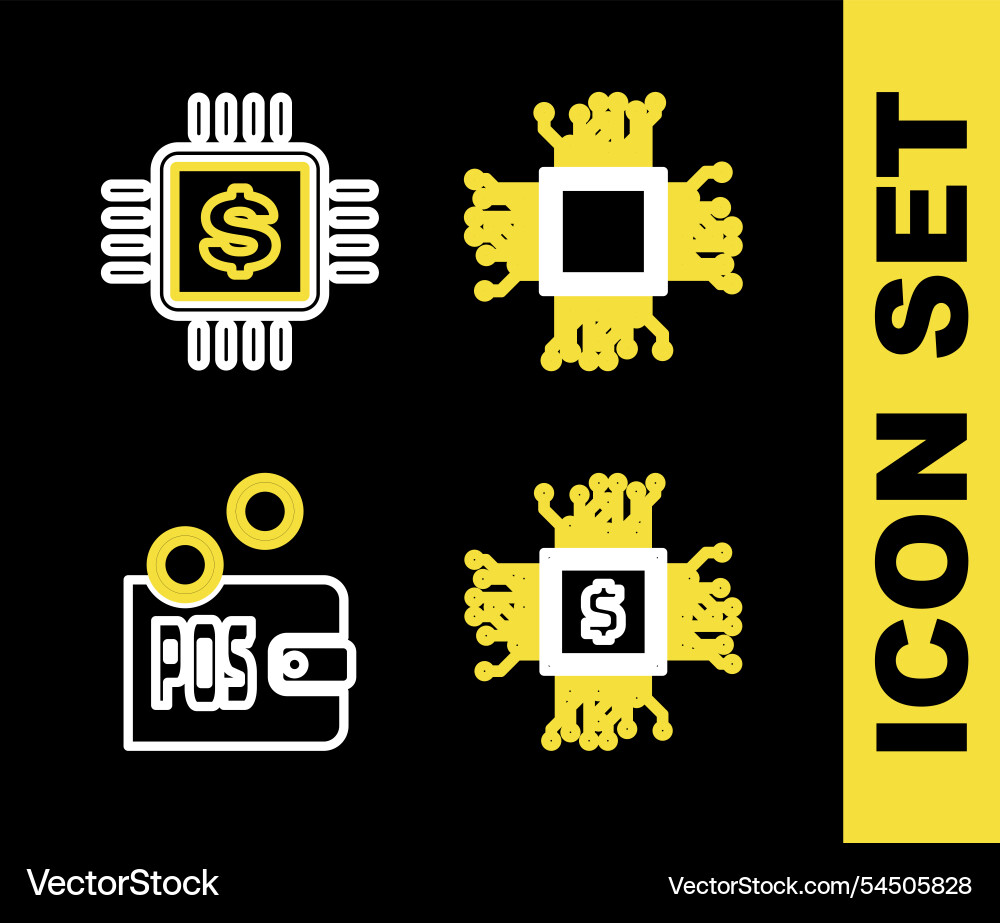 Set line brain as digital circuit board cpu Set line brain as digital circuit board cpu Vector Image